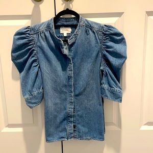 Frame Shirred Sleeve Denim Shirt